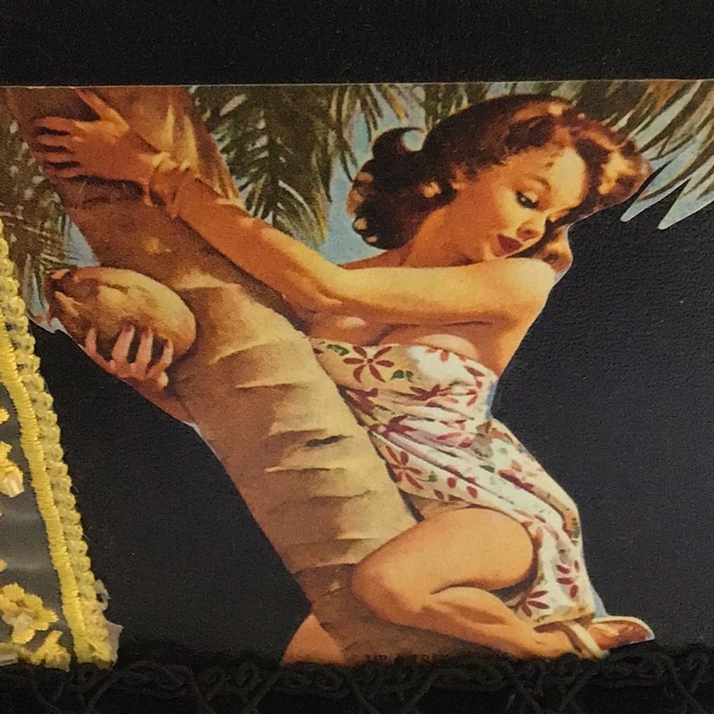 Artisan Vintage Upcycle Vintage Handbag Tropical Pinup Girl Handbag View 3